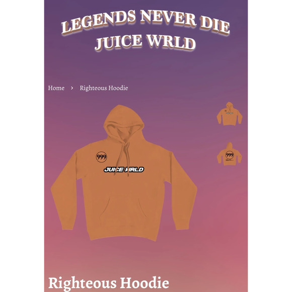 JUICE WRLD | Shirts | Brand New Juice Wrld 999 Club Righteous Hoodie ...